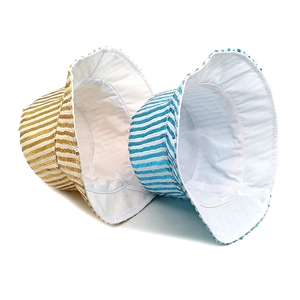 Sparkly sequined striped bucket hats in gold and blue for stage performances and outdoor wear