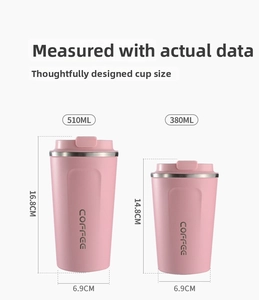 Detailed comparison of 380ml and 510ml pink stainless steel vacuum coffee mugs