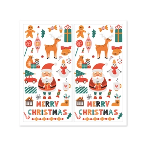 Cute cartoon Christmas rectangle stickers with Santa and reindeer for gift packaging