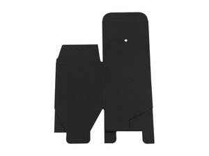 Detailed flat lay of black matte paper graduation cap box template with fold lines