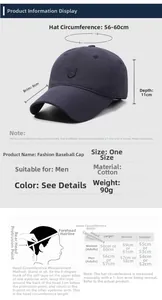 Size chart showing 56-60cm head circumference for men winter baseball cap and measurements