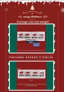 Spécifications de taille et poids pour ruban de Noël en imitation lin, 37cm long et 77g