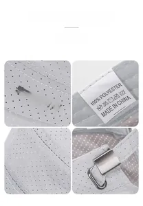 Detail of breathable laser-cut fabric with sports print and adjustable metal buckle