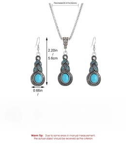 Tableau des tailles détaillé pour parure bohème en cristal bleu et turquoise argentée