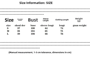 Size chart table with detailed S to L measurements for the sequined V-neck jumpsuit