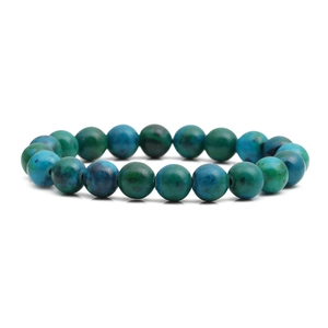 Mens phoenix lapis lazuli beaded bracelet with natural blue and green stone texture