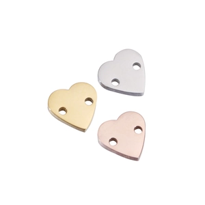 Pendentifs cœur en acier poli en or, argent et or rose pour la création de bijoux DIY