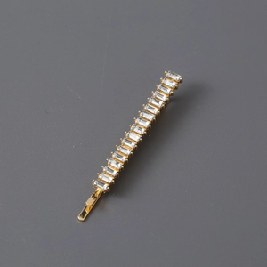 Elegant Slender Hair Clip For Women Alloy Electroplated With Rectangular Rhinestone Sparkling Simple Bobby Pin Barrette