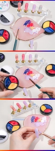 Three-step tutorial showing solid nail gel mixing and professional application on tips