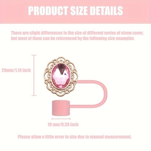 Pink diamond pattern straw cover for Stanley tumbler showing 29mm size dimensions