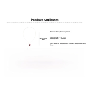 Diagramme détaillé du collier ours floqué rouge avec chaîne de 80cm et un poids de 19,9g