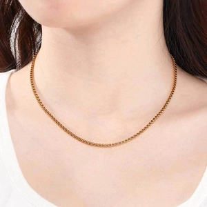 Collier minimaliste en acier inoxydable doré à perles pour hommes et femmes