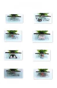 Detailed grid of 8 transparent PVC stationery bags with cute cartoon animal patterns