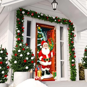Christmas Santa Claus door banner decoration for outdoor festive party holiday yard decor