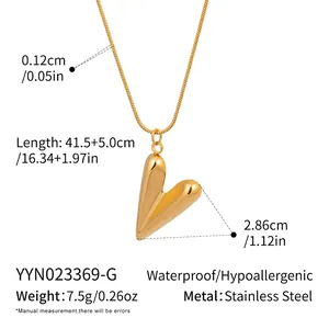 Spécifications de taille du collier pendentif cœur avec chaîne en acier inoxydable de 41,5 cm