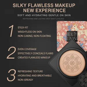 Beauty Linasi cushion foundation with reindeer illustration for flawless makeup