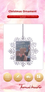 Makroaufnahme von schneeflockenförmigem Acryl-Weihnachtsschmuck mit anpassbarem Fotorahmen