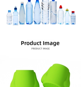 Green silicone pet shower head attachment shown fitting on various portable water bottles