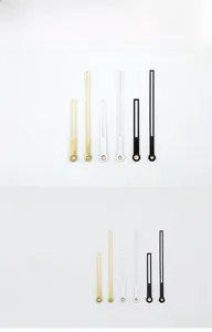 Three-color clock needle set with hollow rectangular design in gold, white and black