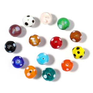 Colorful mushroom lampwork glass beads with polka dot patterns for DIY jewelry making