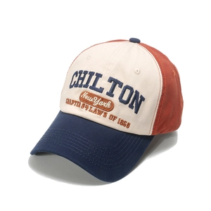 Close-up of tricolor cotton baseball cap with vintage New York embroidery details