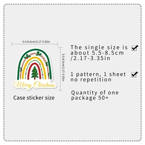 Infographie détaillant la taille 5,5-8,5cm et les caractéristiques de 50 stickers Noël