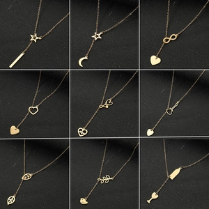 Geometric Stainless Steel Necklace For Women Vintage Korean Style Heart Star Infinity Cross Pendant Jewelry