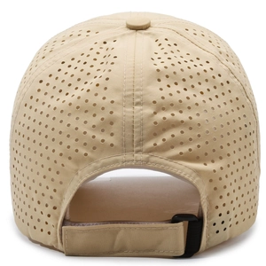 Casquette de baseball kaki perforée au laser avec large bord et sangle réglable