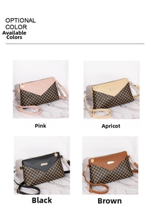 Crossbody bags for women in four vintage floral patterns and colors set on marble