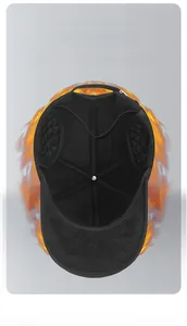 Detail of winter baseball cap showing heat storage quilted lining and warm ear protection