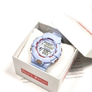 Fashionable blue and purple digital sport watch for students in minimalist gift box