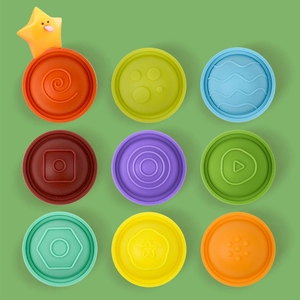 Set of 9 colorful silicone sensory push bubble boards for toddler finger training