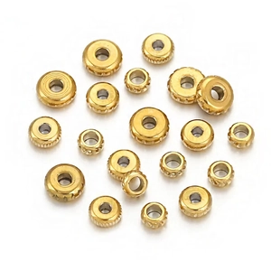 Detail of gold-plated stainless steel abacus beads for DIY jewelry making