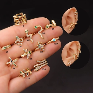 Ear Cuffs A Forma Di Serpente In Zirconia Cubica Micro Pave Rame Regolabile Orecchini Senza Buco Donna