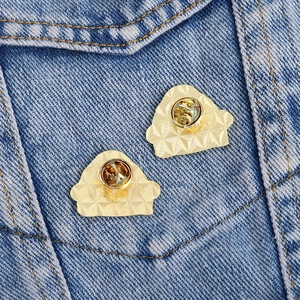 Badges en émail doré sur tissu denim avec motif de couronne et gâteau pour enfants