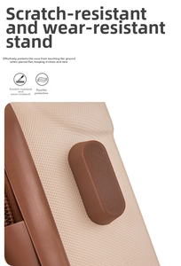 Detail of scratch-resistant feet on the side of a diamond-textured 14-inch suitcase