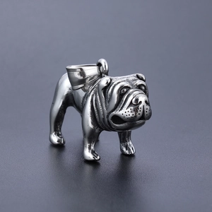 French Bulldog Pendant Stainless Steel Vintage Silver Animal Shape Hip Hop Street Style Jewelry For Men Women