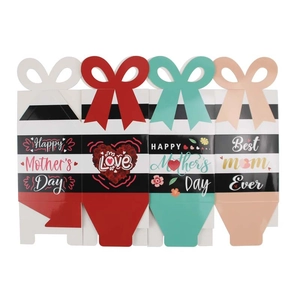 4er-Set Muttertags-Geschenkboxen mit 3D-Schmetterlingsgriffen und bunten Blumenmustern
