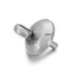 Silver stainless steel pearl peg bail with screw thread and ring loop for DIY jewelry