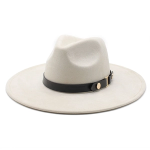 Cappello Fedora Retrò A Tesa Larga Feltro Di Poliestere Con Cintura In Pelle Fibbia Dorata Rivetti Stile Britannico Unisex