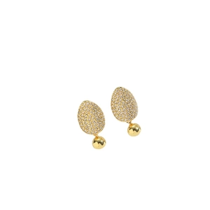 Elegant gold-plated leaf teardrop earrings with sparkling micro-inlaid zircon crystals