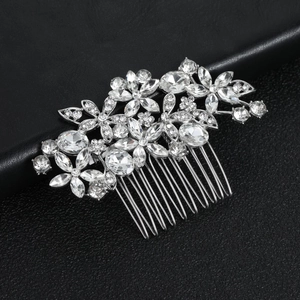 Elegant Flower Bridal Hair Comb Hollow Rhinestone Crystal Alloy Wedding Headpiece Accessories For Women