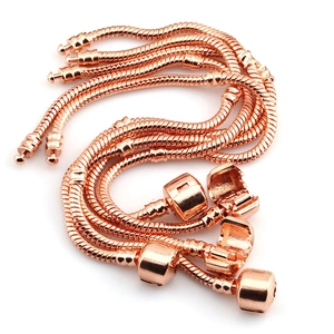 Rose gold snake bone charm bracelet with classic barrel clasp for DIY jewelry making