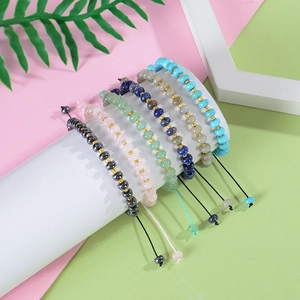 Bohemian tiger eye adjustable braided bracelets set with natural stone flat beads