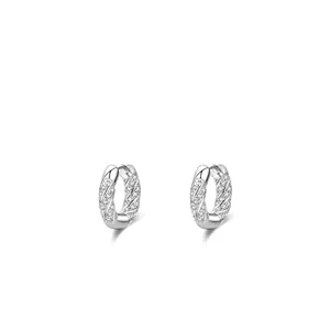 925 Sterling Silver Hoop Earrings Pavé White Zirconia Twist Design Fashion Elegant Jewelry Women