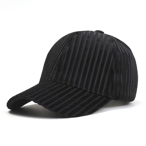 Unisex black corduroy baseball cap featuring a premium textured ribbed design and curved brim
