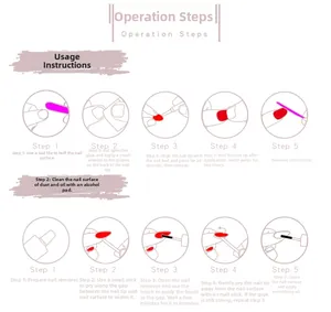 Step-by-step application and removal guide for press-on nails with line art illustrations