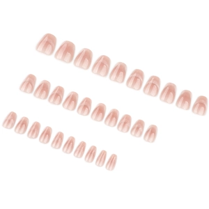 Lot de 30 faux ongles œil de chat français rose nude avec paillettes et forme courte