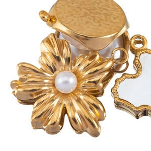 DIY gold flower and clover pendants with pearls and texture for bracelets and necklaces