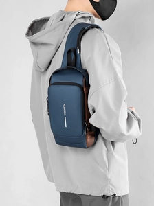 Detail of waterproof chest bag with anti-theft combination lock and USB charging port